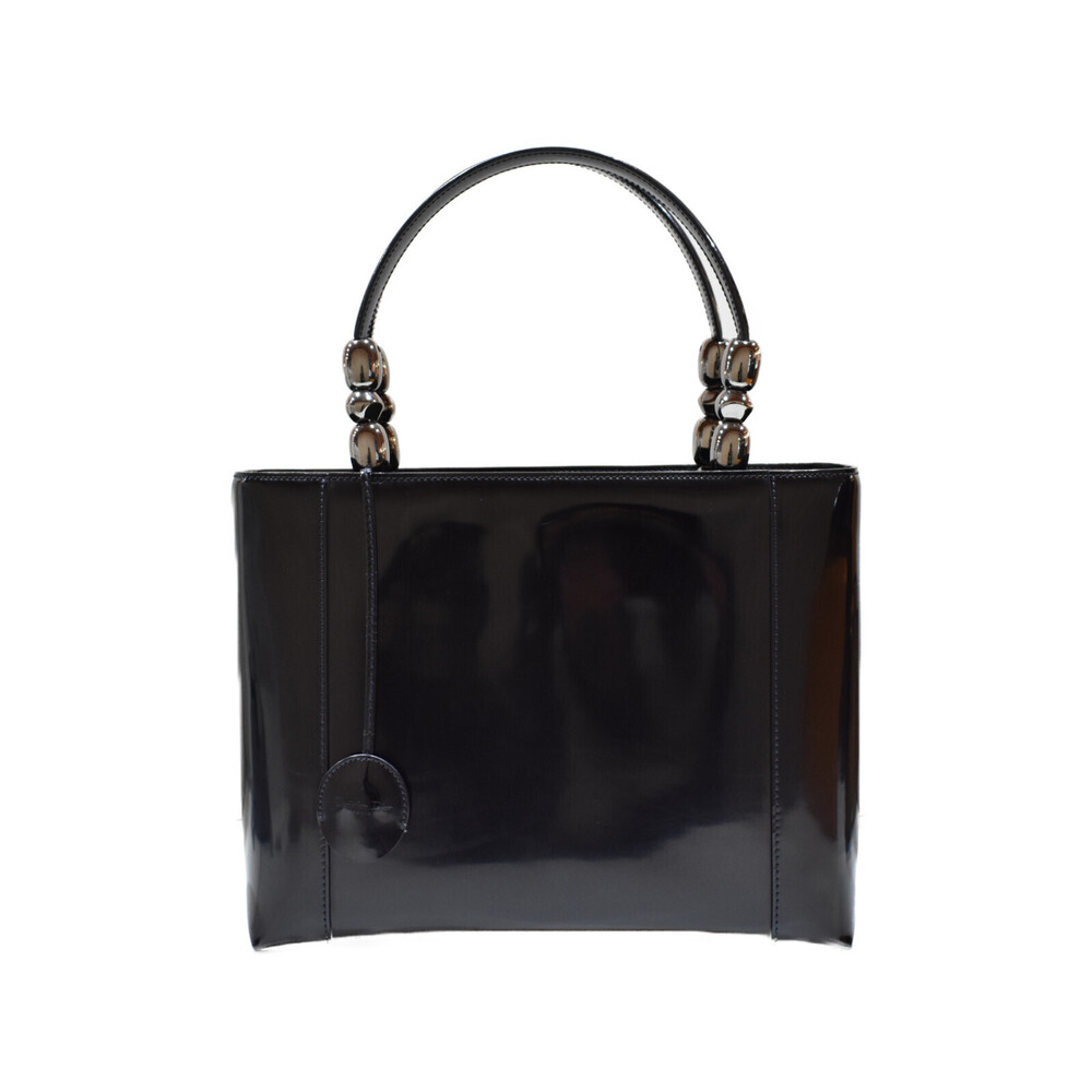 Dior Leather shoulder Patent Maris Black strap Pearl Christian lock Handbag - Picture 2 of 7